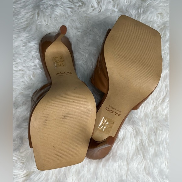 Aldo | Women’s Brown Square Toe Quilted Heels - Picture 6 of 7